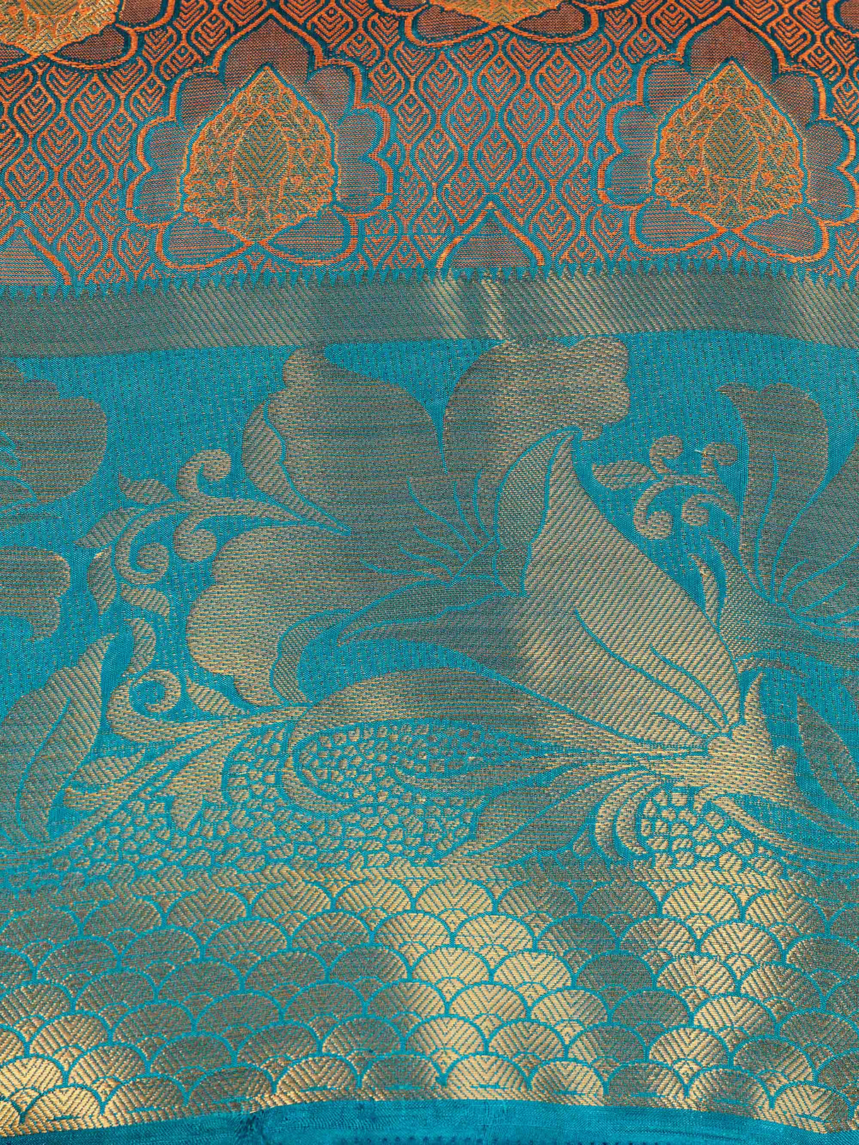 Mimosa Womens Art Silk Saree Kanjivaram Saffire Color