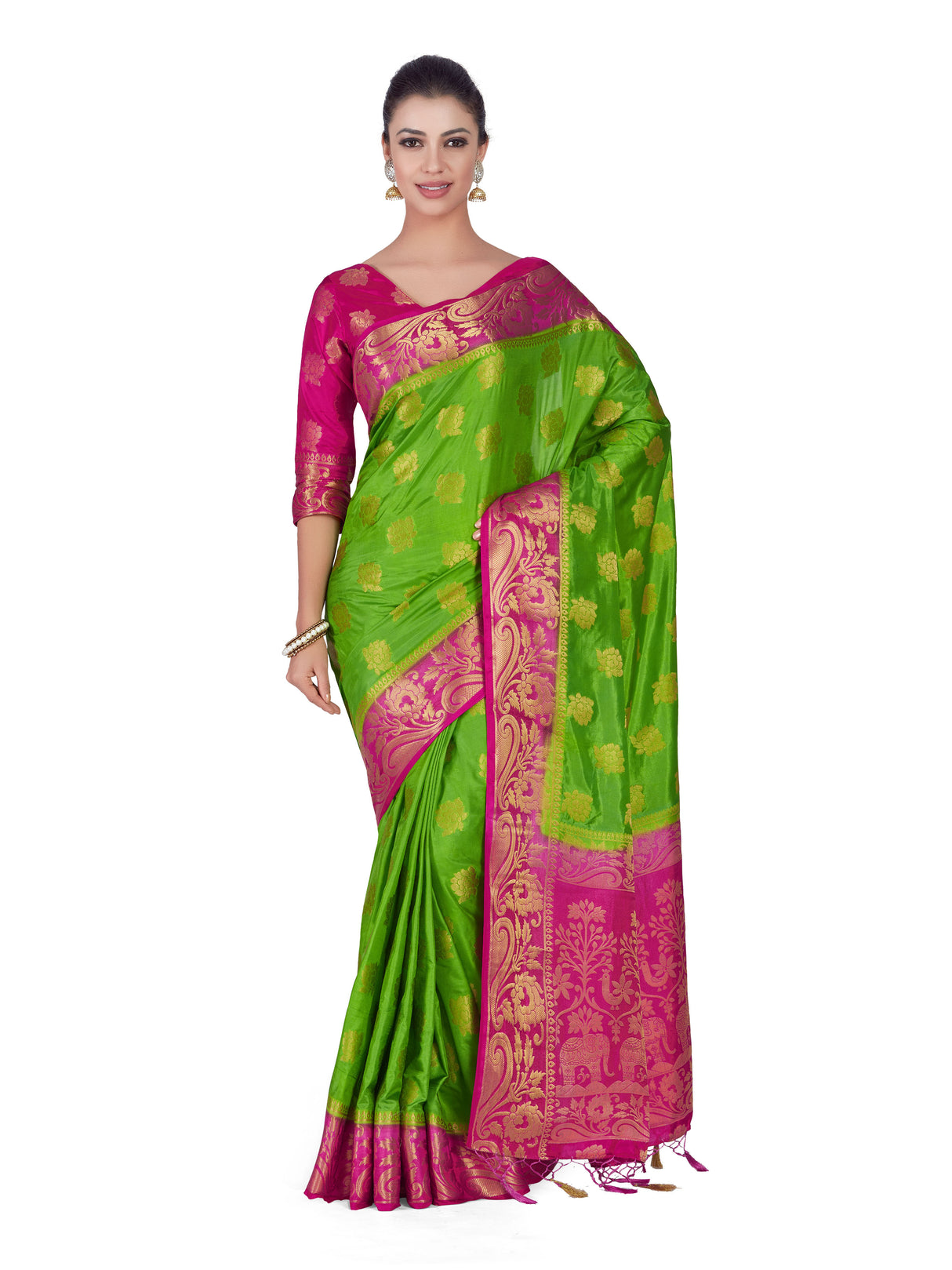 Mimosa Womens Art Silk Saree Kanjivaram Liril Color