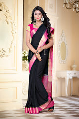 Mimosa Womens Chiffon Saree Kanjivaram style Black Color