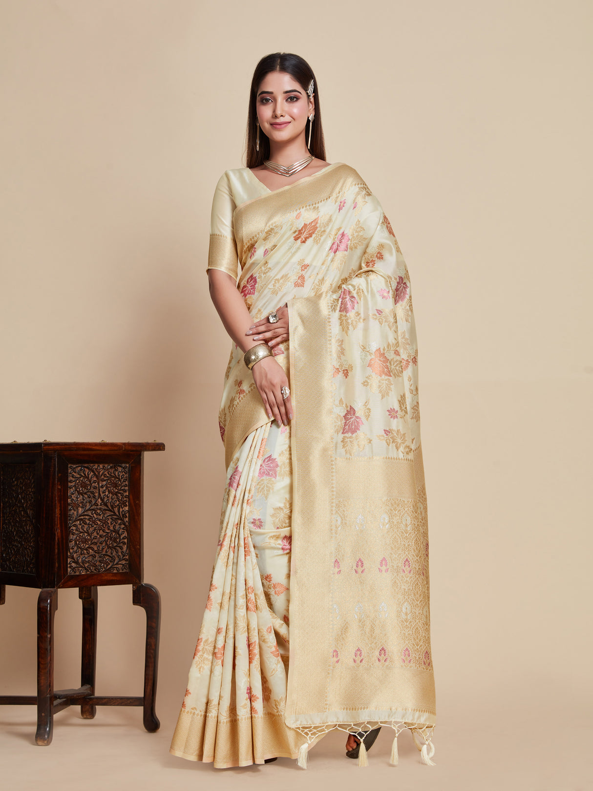 Mimosa Women's Woven Design Kanjivaram Style Art Silk Saree With Blouse Piece : SA00001059HW