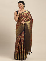 Mimosa Womens Art Silk Saree Kanjivaram Navy Blue Color