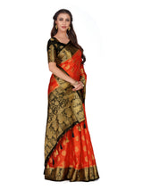 Mimosa Womens Art Silk Saree Kanjivaram Orange Color