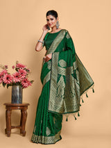 Mimosa Women's Woven Design Kanjivaram Art Silk Saree With Blouse Piece : SA00001221GRNFREE