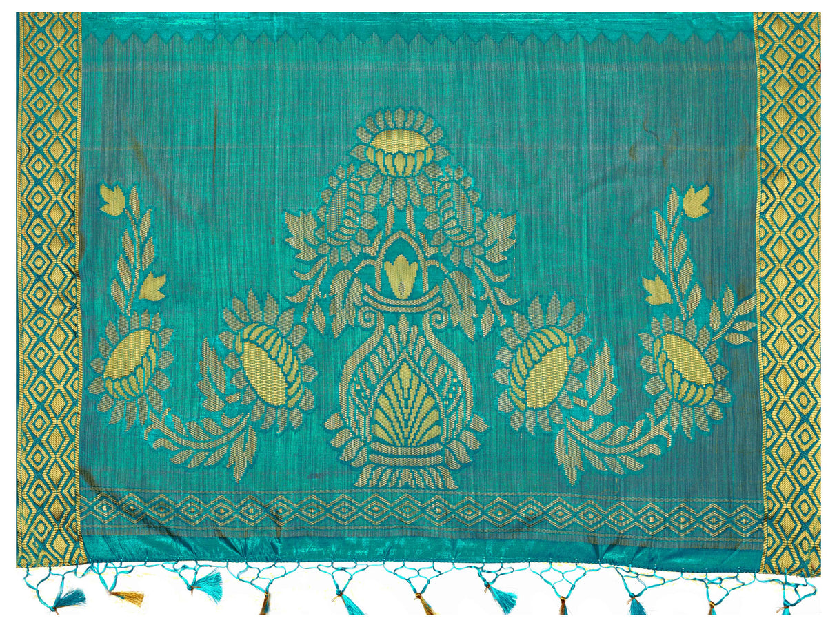 Mimosa Womens Art Silk Saree Kanjivaram Saffire Color