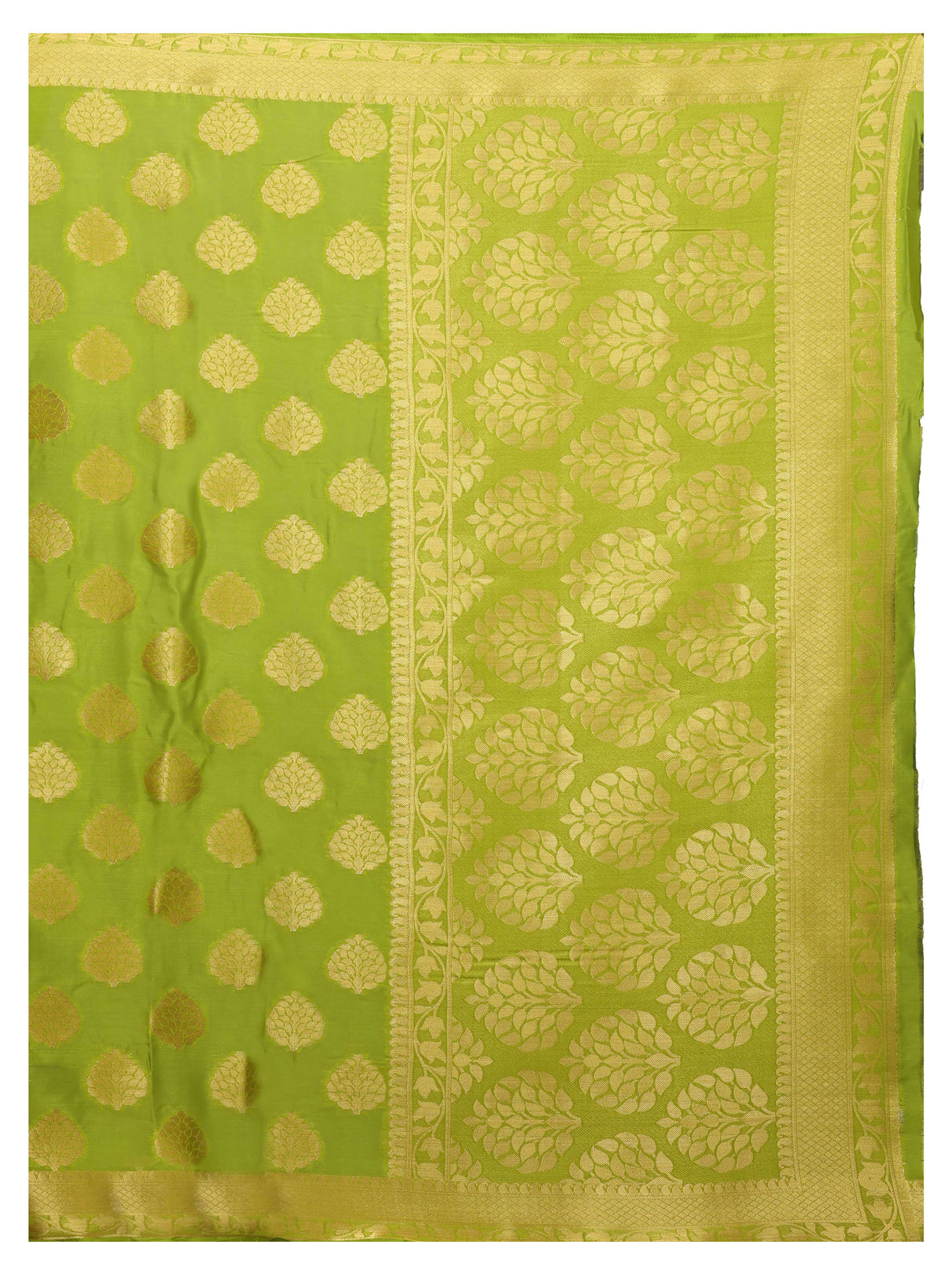 Mimosa Womens Crepe Saree Mysore Silk Olive Color