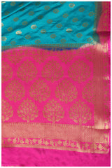 Mimosa Womens Crepe Saree Mysore Silk Saffire Color