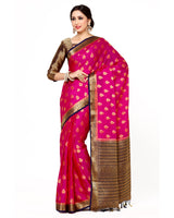 Mimosa Womens Crepe Saree Mysore Silk Rani Color