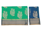 Mimosa Womens Art Silk Saree Kanjivaram Rama Color