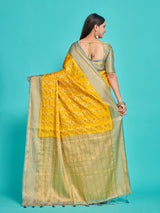 Mimosa Women's Woven Design Kanjivaram Style Art Silk Saree With Blouse Piece : SA00001125GDFREE