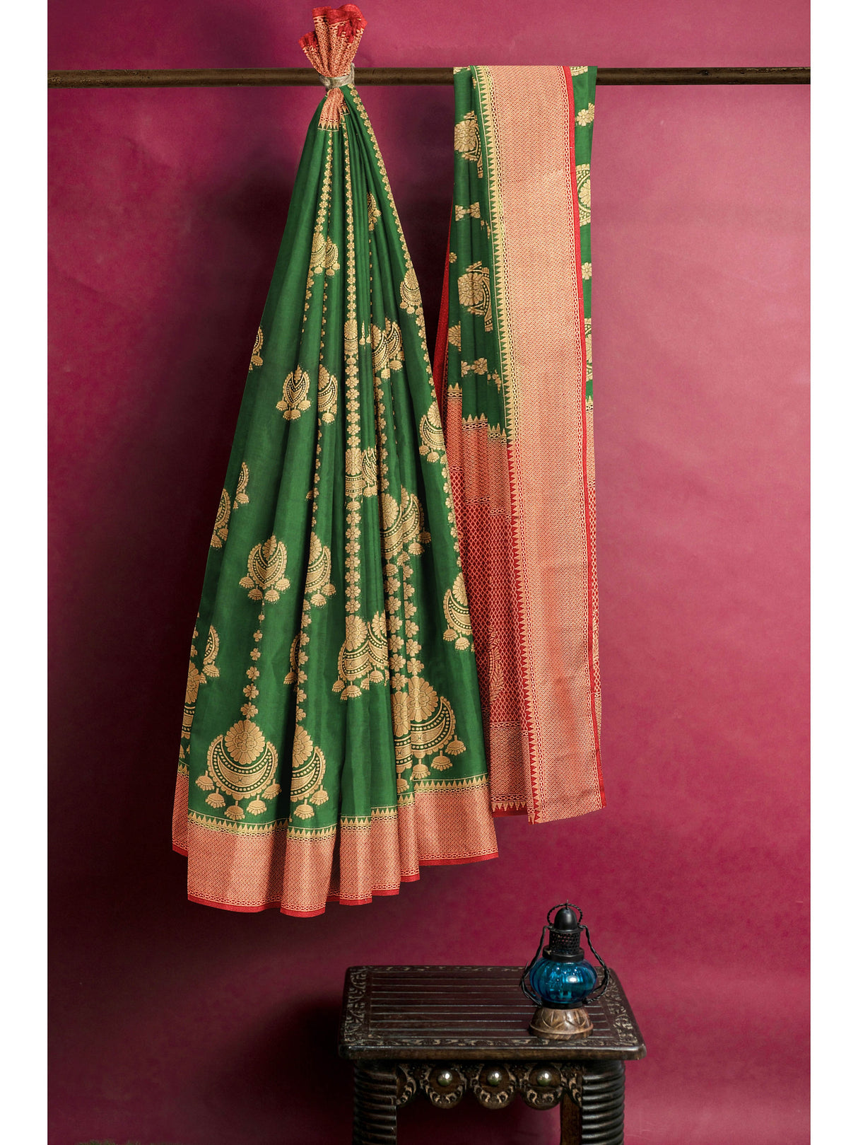 Mimosa Womens Art Silk Saree Kanjivaram Green Color