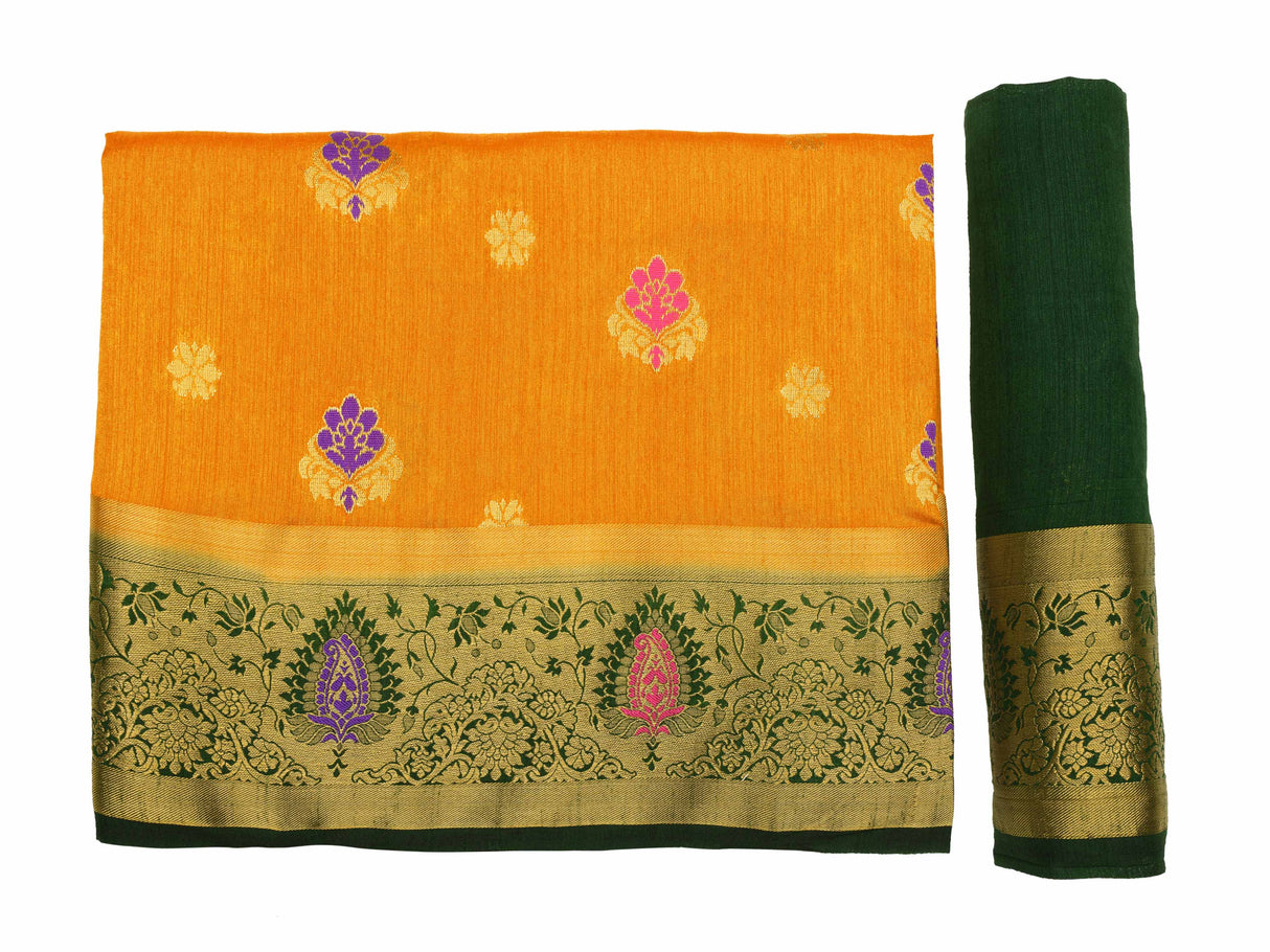 Mimosa Womens Art Silk Saree Dharmavaram Mustard Color