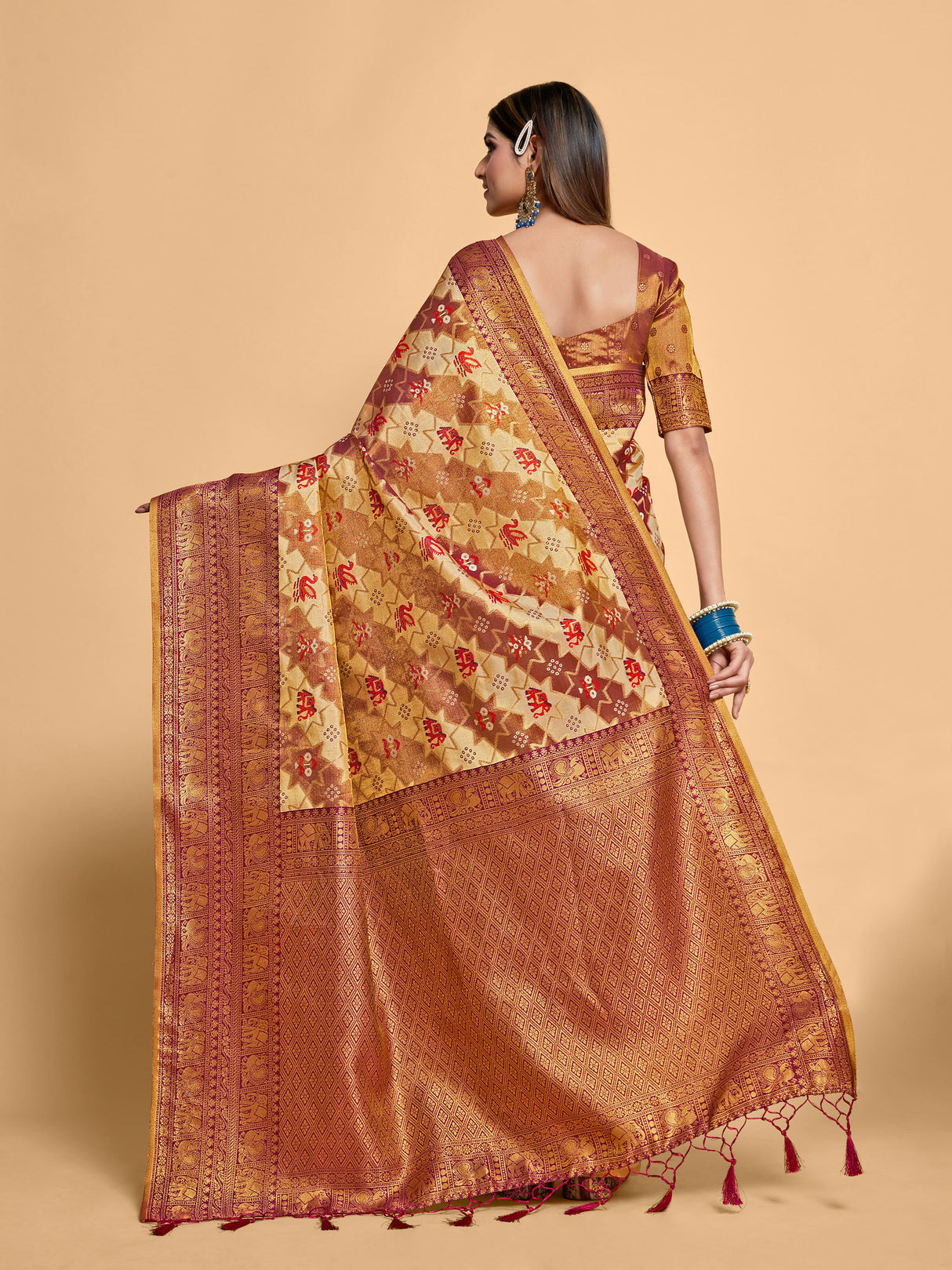 Mimosa Women's Woven Design Kanjivaram Art Silk Saree With Blouse Piece : SA00001232MJFREE