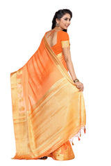 Mimosa Womens Crepe Saree Mysore Silk style Peach Color