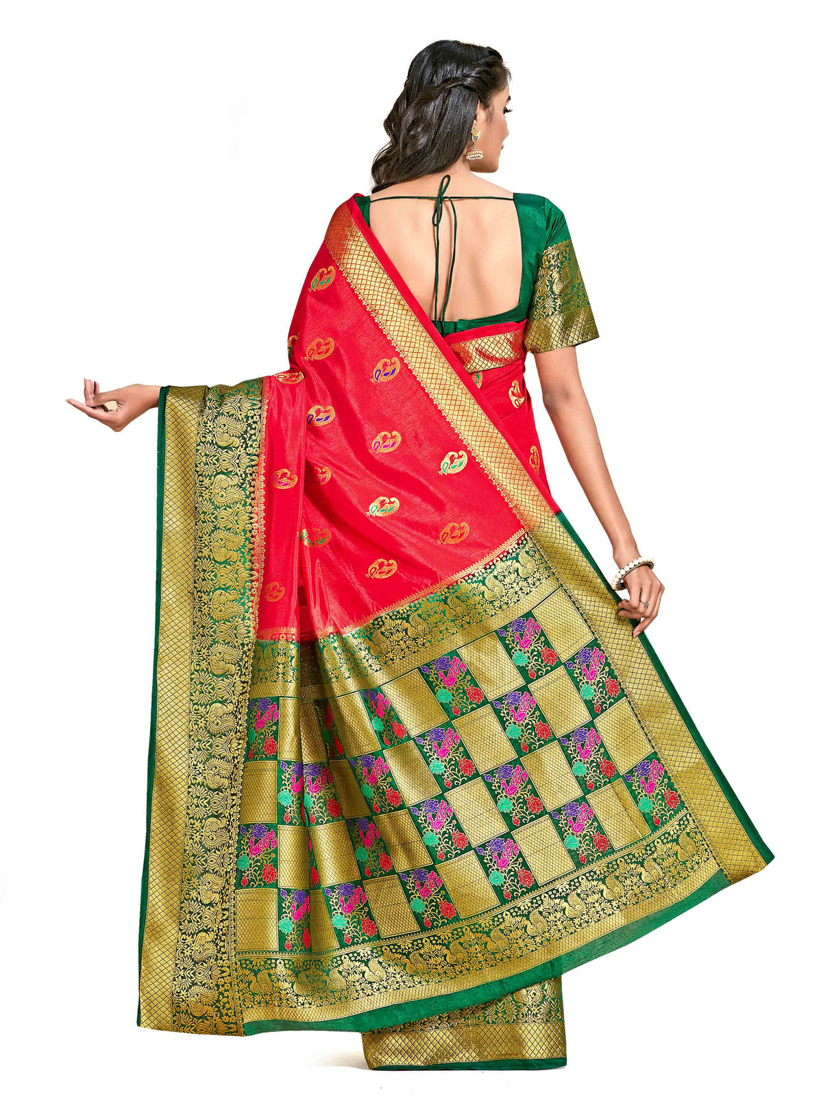 Mimosa Womens Art Silk Saree Dharmavaram Strawberry Color