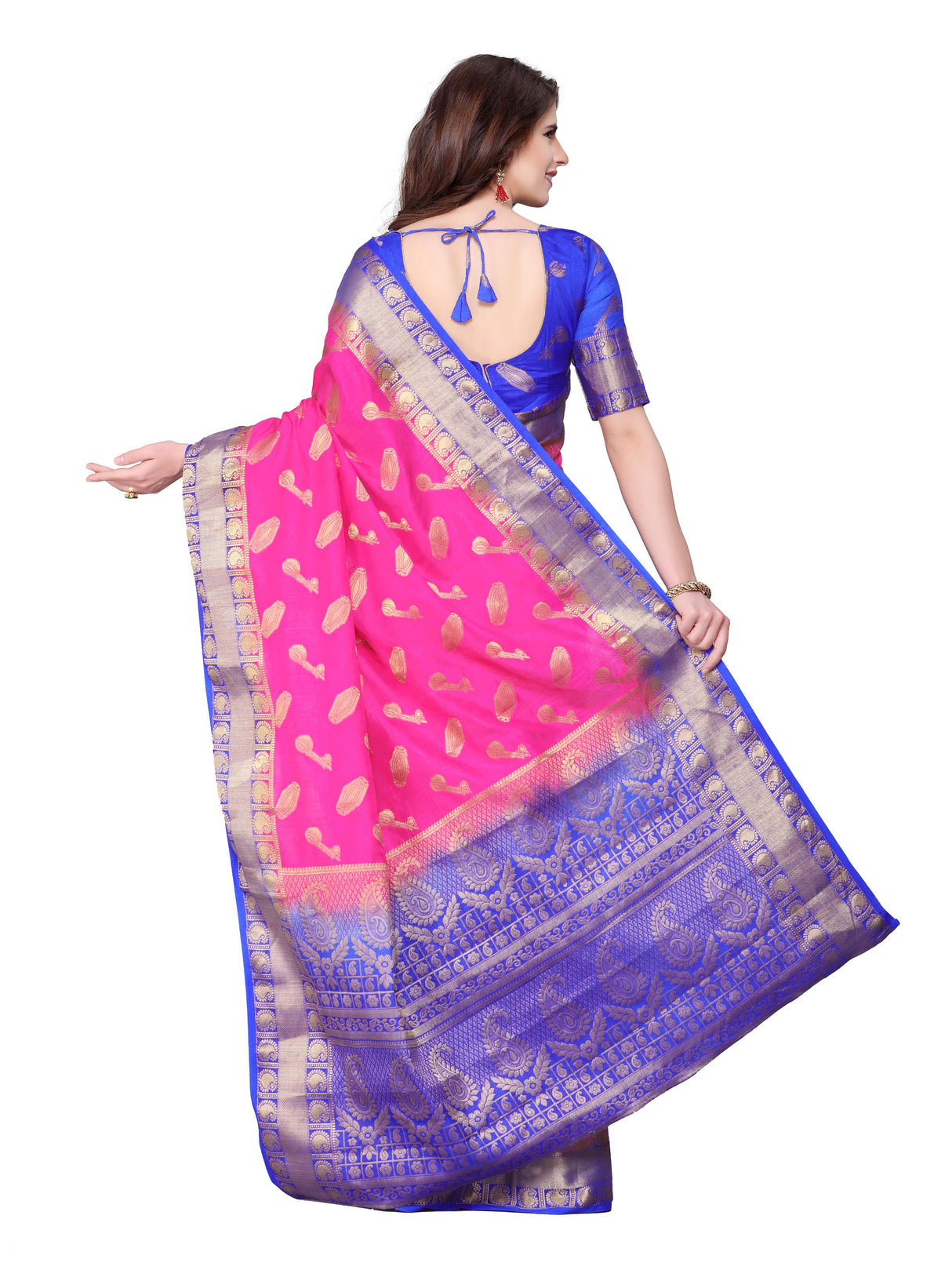 Mimosa Womens Art Silk Saree Kanjivaram Pink Color