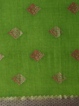 Mimosa Womens Art Silk Saree Kanjivaram style Olive Color