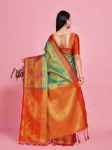 Mimosa Women's Woven Design Kanjivaram Style Art Silk Saree With Blouse Piece : SA00001288RMFREE