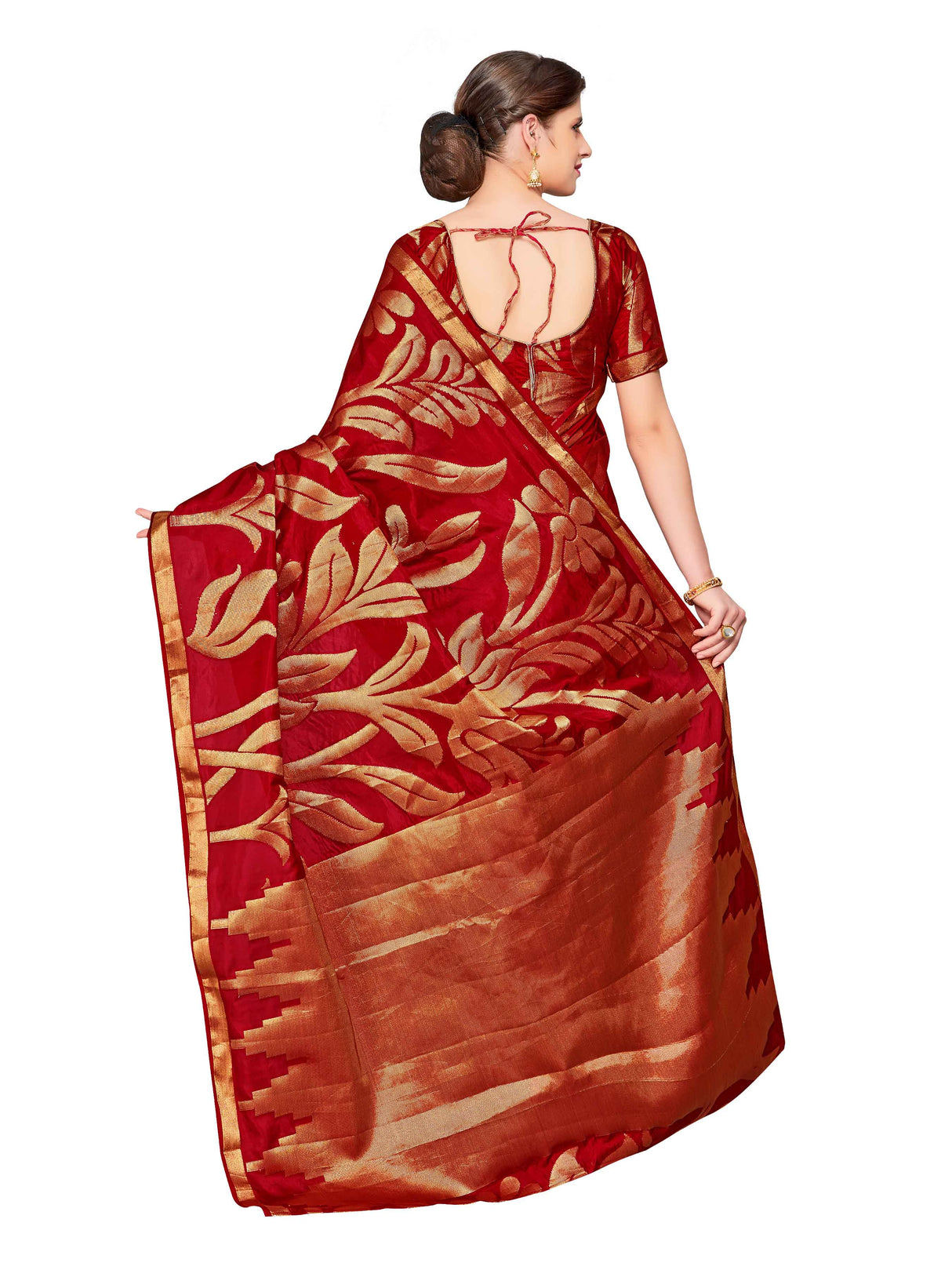 Mimosa Womens Art Silk Saree Kanjivaram Maroon Color