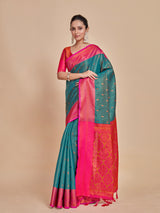 Mimosa Women's Woven Design Kanjivaram Style Art Silk Saree With Blouse Piece : SA00001290RMFREE