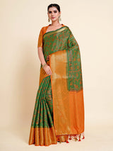 Mimosa Womens Art Silk Saree Kanjivaram Green Color