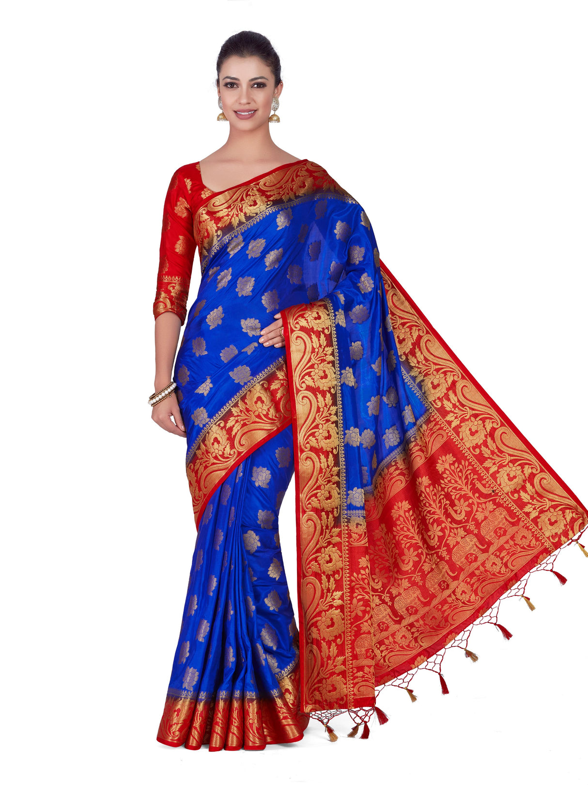 Mimosa Womens Art Silk Saree Kanjivaram Royal Blue Color