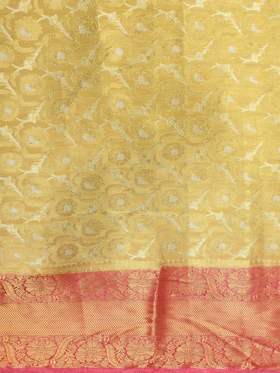 Mimosa Womens Art Silk Saree Kanjivaram Yellow Color