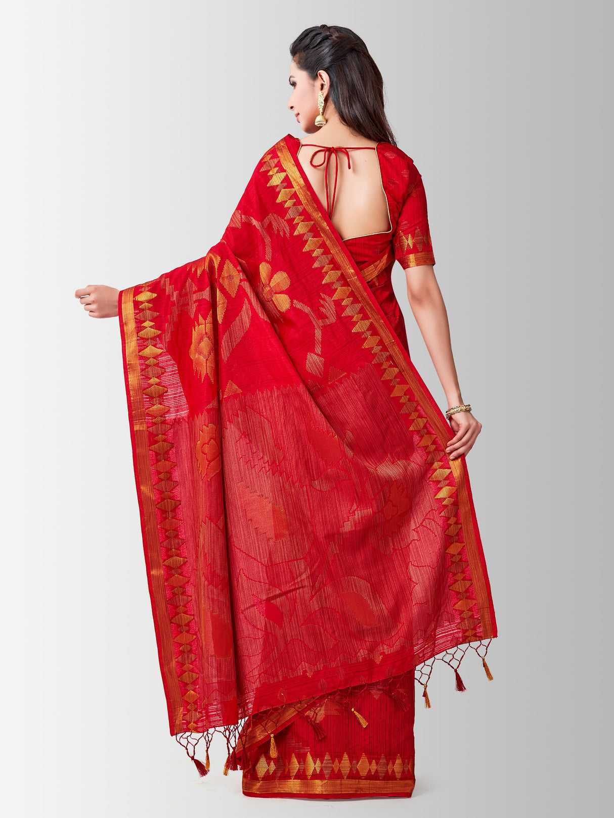 Mimosa Womens Art Silk Saree Kanjivaram Red Color