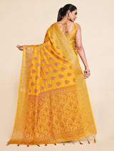 Mimosa Womens Art Silk Saree Kanjivaram Gold Color