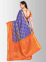 Mimosa Womens Art Silk Saree Kanjivaram Royal Blue Color