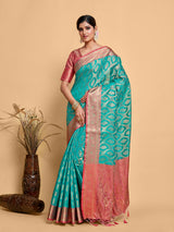 Mimosa Women's Woven Design Kanjivaram Art Silk Saree With Blouse Piece : SA00001229SFFREE