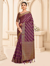 Mimosa Womens Art Silk Saree Kanjivaram Purple Color