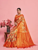 Mimosa Women's Woven Design Kanjivaram Art Silk Saree With Blouse Piece : SA00001232REDFREE