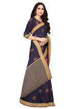 Mimosa Womens Art Silk Saree Kanjivaram style Navy Blue Color