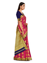 Mimosa Womens Crepe Saree Mysore Silk Strawberry Color