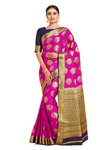 Mimosa Womens Crepe Saree Mysore Silk Rani Color