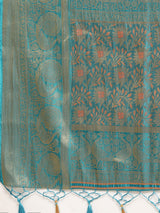 Mimosa Womens Art Silk Saree Kanjivaram Saffire Color