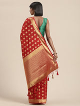 Mimosa Womens Crepe Saree Mysore Silk Red Color