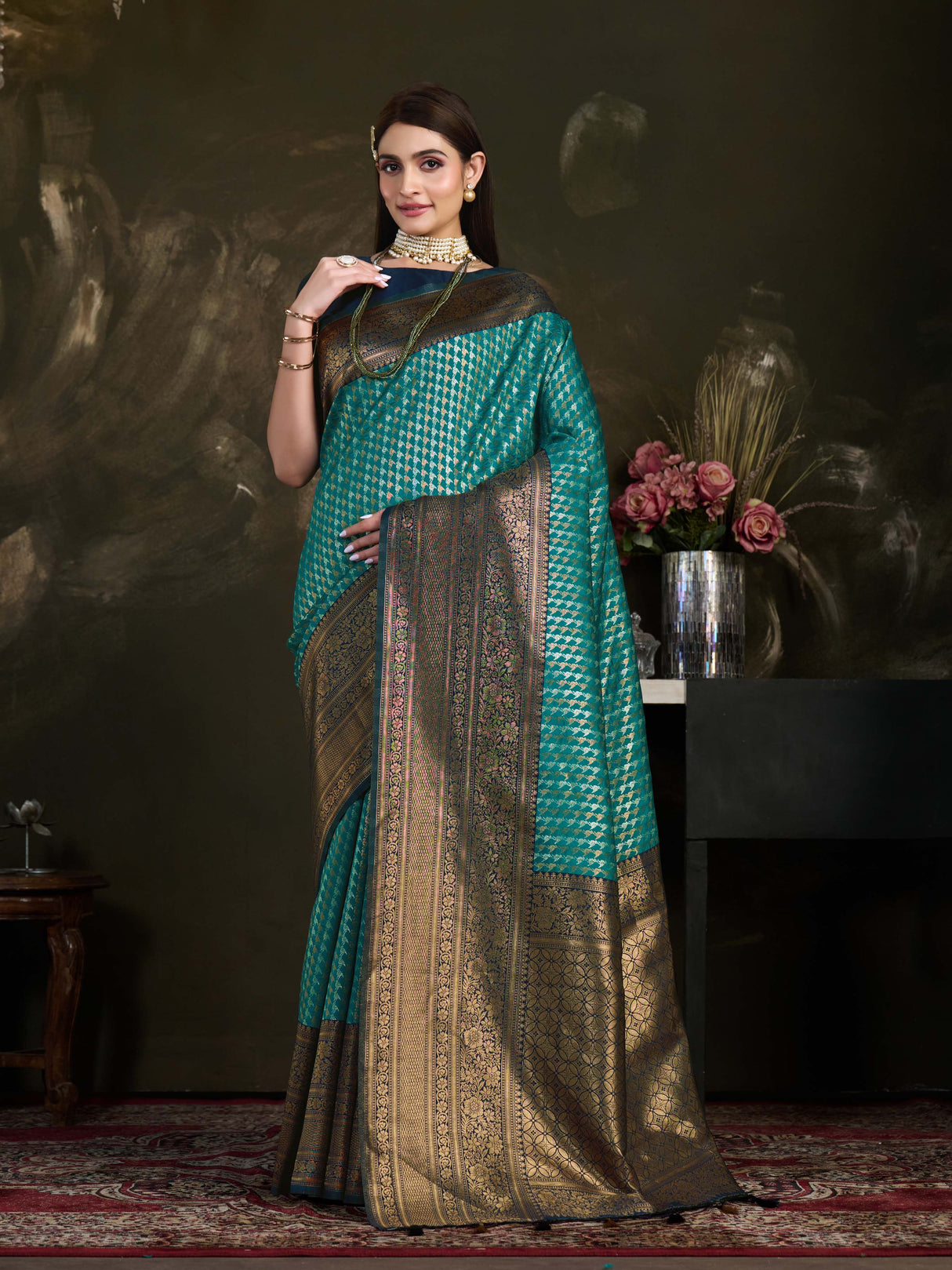 Mimosa Women's Woven Design Kanjivaram Art Silk Saree With Blouse Piece : SA0000907SF