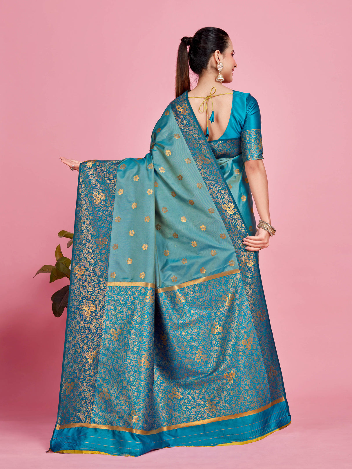 Mimosa Women's Woven Design Kanjivaram Style Art Silk Saree With Blouse Piece : SA00001329ANFREE