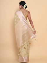 Mimosa Womens Art Silk Saree Kasavu Cream Color