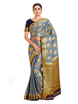 Mimosa Womens Crepe Saree Mysore Silk Grey Color