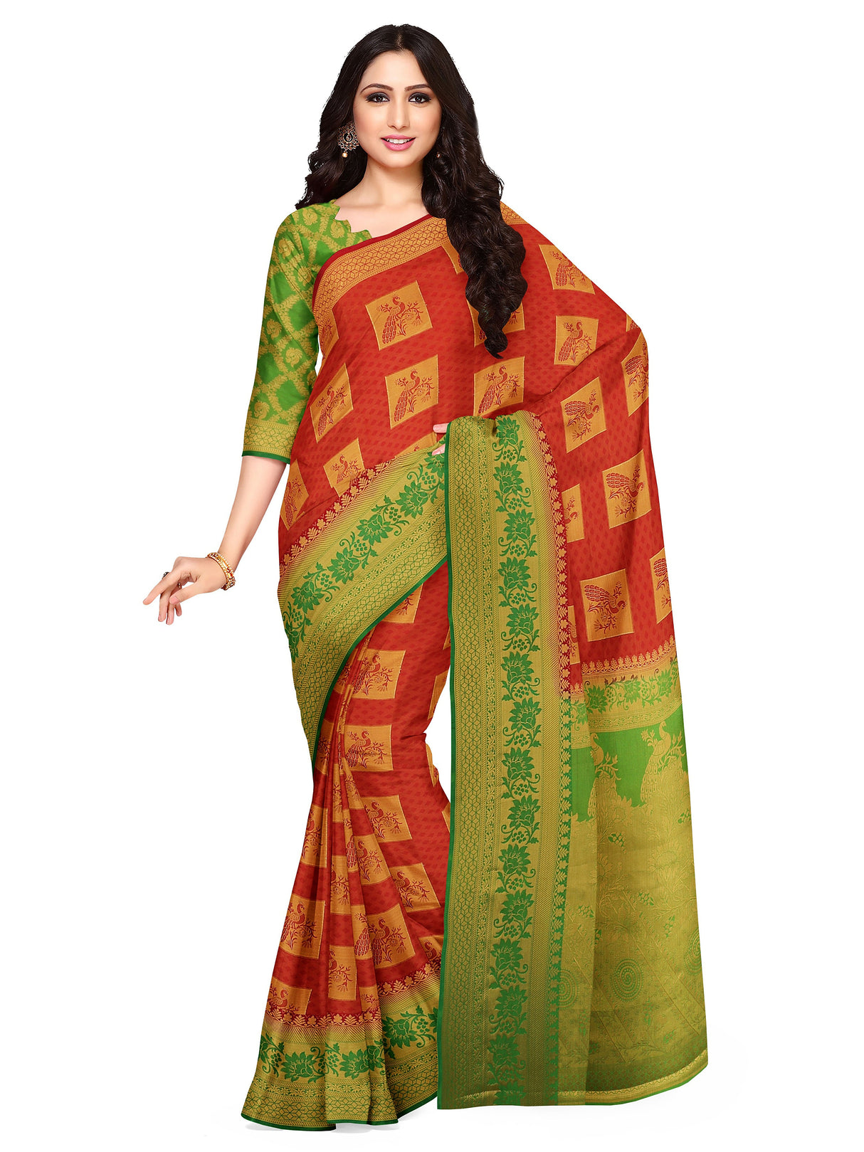 Mimosa Womens Art Silk Saree Kanjivaram Maroon Color