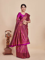 Mimosa Women's Woven Design Kanjivaram Style Art Silk Saree With Blouse Piece : SA00001329MJFREE