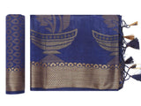 Mimosa Womens Art Silk Saree Kanjivaram Navy Blue Color