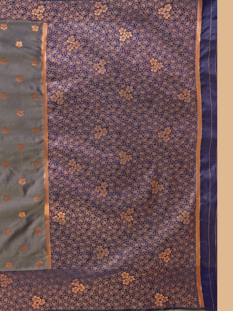 Mimosa Women's Woven Design Kanjivaram Style Art Silk Saree With Blouse Piece : SA00001329NVFREE