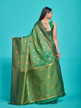 Mimosa Women's Woven Design Kanjivaram Style Art Silk Saree With Blouse Piece : SA00001329GRNFREE