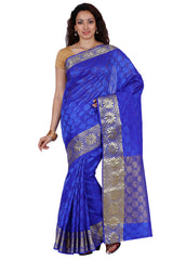 Mimosa Womens Orgenza Saree Kanjivaram Royal Blue Color