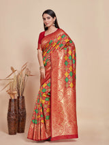 Mimosa Women's Woven Design Patola Style Art Silk Saree With Blouse Piece : SA00001343MRFREE