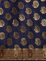 Mimosa Womens Art Silk Saree Kanjivaram Navy Blue Color