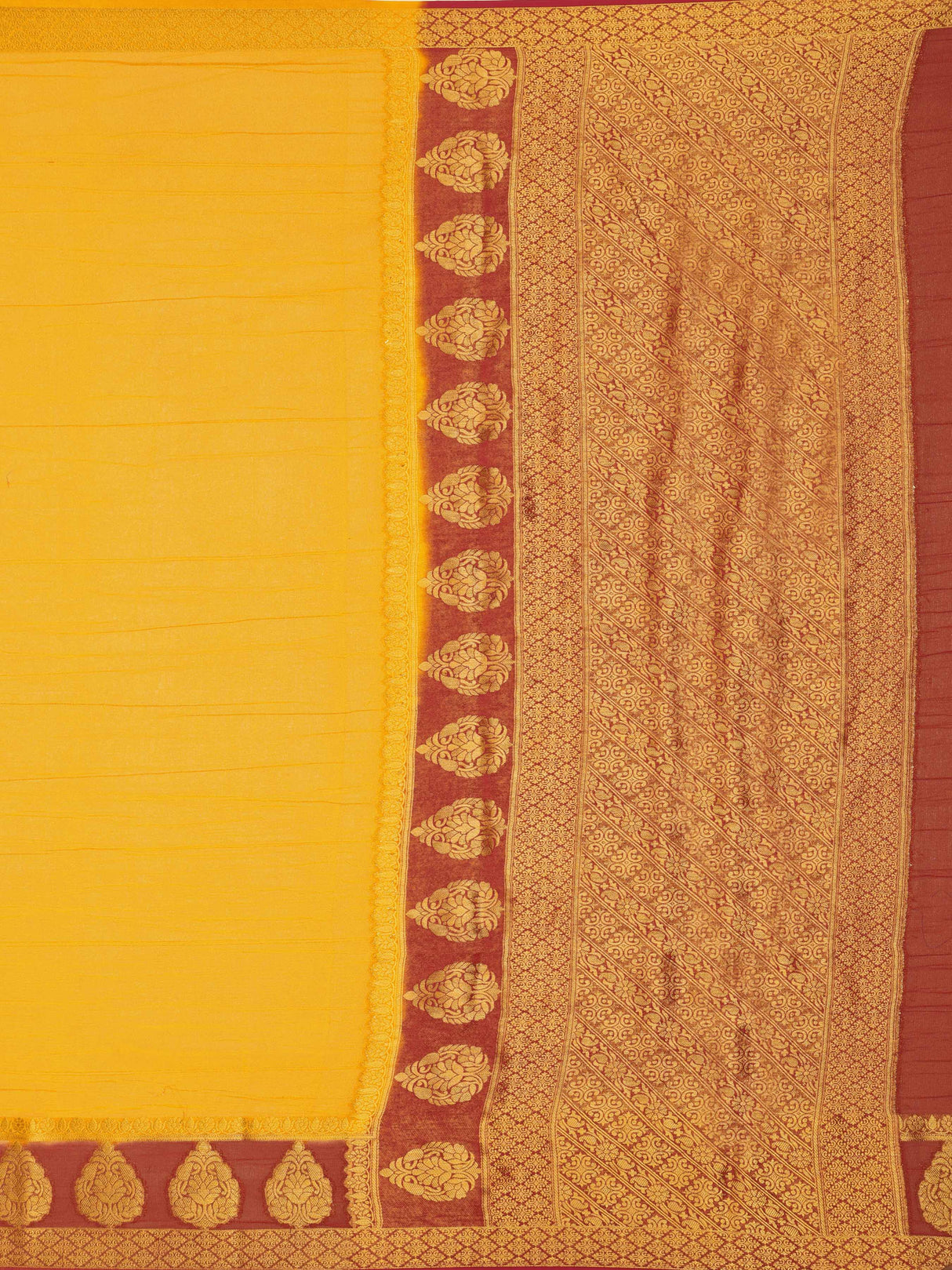 Mimosa Womens Art Silk Saree Kanjivaram style Gold Color